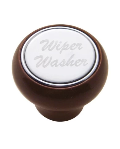 (CARD) WOOD DELUXE DASH KNOB W/ STAINLESS STEEL "WIPER/WASHER" PLAQUE (CARD) WOOD DELUXE DASH KNOB W/ STAINLESS STEEL "WIPER/WASHER" PLAQUE