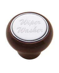 (CARD) WOOD DELUXE DASH KNOB W/ STAINLESS STEEL "WIPER/WASHER" PLAQUE