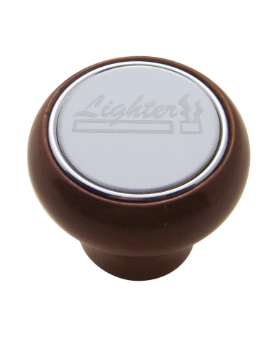 (CARD) WOOD DELUXE DASH KNOB W/ STAINLESS STEEL "LIGHTER" PLAQUE (CARD) WOOD DELUXE DASH KNOB W/ STAINLESS STEEL "LIGHTER" PLAQUE