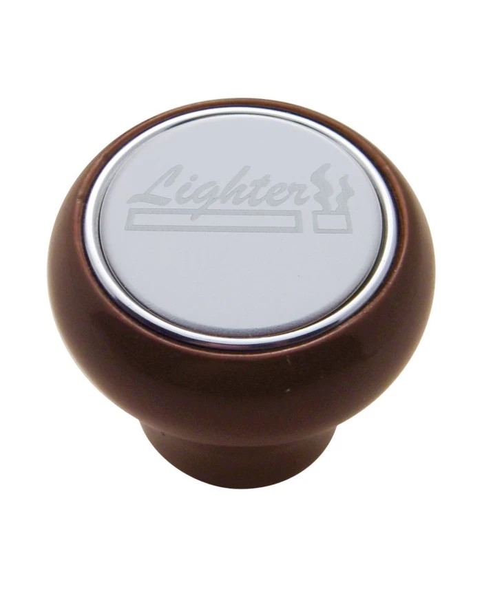 (CARD) WOOD DELUXE DASH KNOB W/ STAINLESS STEEL "LIGHTER" PLAQUE