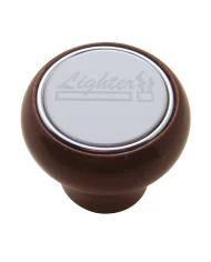 (CARD) WOOD DELUXE DASH KNOB W/ STAINLESS STEEL "LIGHTER" PLAQUE