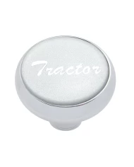 (CARD) CHROME DELUXE AIR VALVE KNOB W/ GLOSSY "TRACTOR" STICKER - SILVER (CARD) CHROME DELUXE AIR VALVE KNOB W/ GLOSSY "TRACTOR" STICKER - SILVER