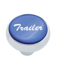 (CARD) CHROME DELUXE AIR VALVE KNOB W/ GLOSSY "TRAILER" STICKER - BLUE