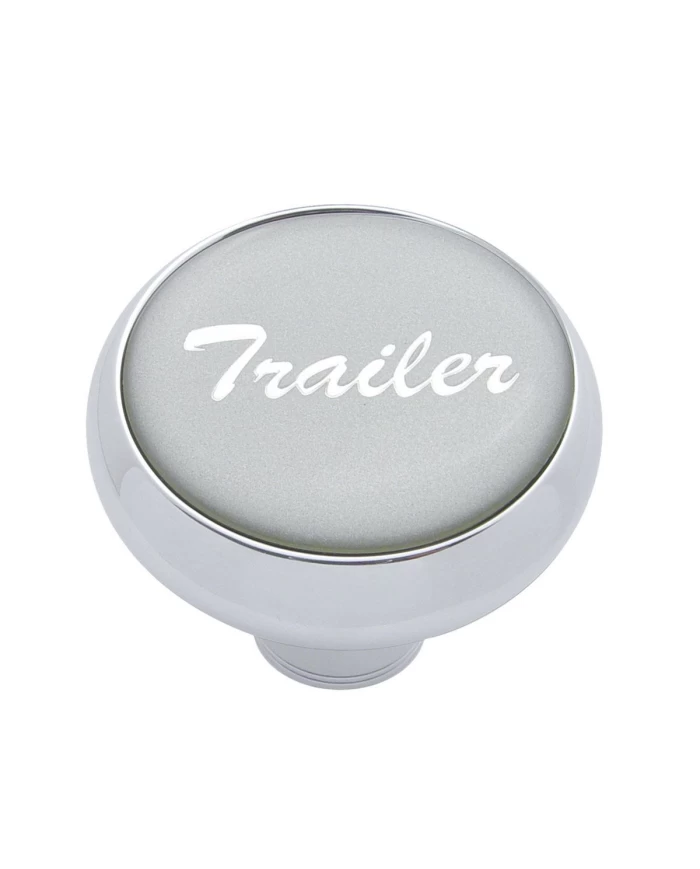 (CARD) CHROME DELUXE AIR VALVE KNOB W/ GLOSSY "TRAILER" STICKER - SILVER