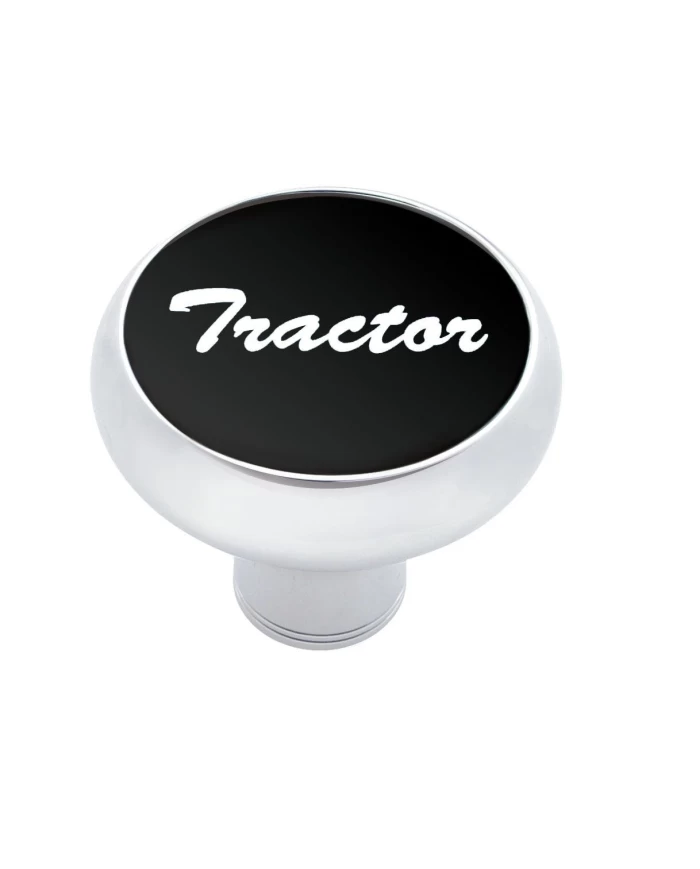 (CARD) CHROME DELUXE AIR VALVE KNOB W/ ALUMINUM "TRACTOR" STICKER - BLACK (CARD) CHROME DELUXE AIR VALVE KNOB W/ ALUMINUM "TRACTOR" STICKER - BLACK