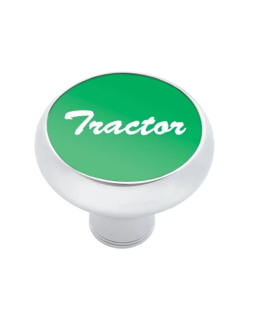 (CARD) CHROME DELUXE AIR VALVE KNOB W/ ALUMINUM "TRACTOR" STICKER - GREEN (CARD) CHROME DELUXE AIR VALVE KNOB W/ ALUMINUM "TRACTOR" STICKER - GREEN