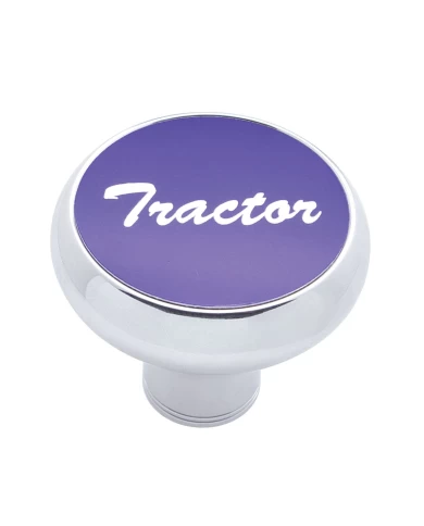 (CARD) CHROME DELUXE AIR VALVE KNOB W/ ALUMINUM "TRACTOR" STICKER - PURPLE (CARD) CHROME DELUXE AIR VALVE KNOB W/ ALUMINUM "TRACTOR" STICKER - PURPLE