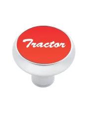(CARD) CHROME DELUXE AIR VALVE KNOB W/ ALUMINUM "TRACTOR" STICKER - RED (CARD) CHROME DELUXE AIR VALVE KNOB W/ ALUMINUM "TRACTOR" STICKER - RED