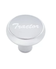 (CARD) CHROME DELUXE AIR VALVE KNOB W/ ALUMINUM "TRACTOR" STICKER - SILVER