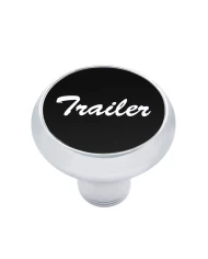 (CARD) CHROME DELUXE AIR VALVE KNOB W/ ALUMINUM "TRAILER" STICKER - BLACK