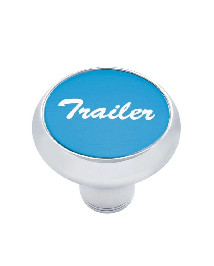 (CARD) CHROME DELUXE AIR VALVE KNOB W/ ALUMINUM "TRAILER" STICKER - BLUE (CARD) CHROME DELUXE AIR VALVE KNOB W/ ALUMINUM "TRAILER" STICKER - BLUE