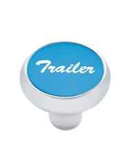 (CARD) CHROME DELUXE AIR VALVE KNOB W/ ALUMINUM "TRAILER" STICKER - BLUE