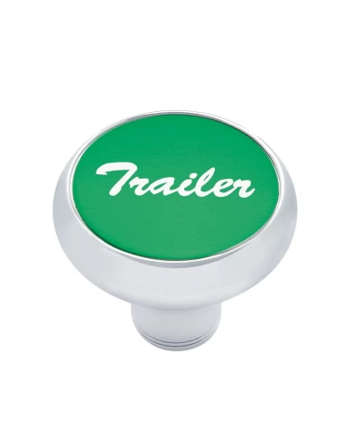 (CARD) CHROME DELUXE AIR VALVE KNOB W/ ALUMINUM "TRAILER" STICKER - GREEN (CARD) CHROME DELUXE AIR VALVE KNOB W/ ALUMINUM "TRAILER" STICKER - GREEN