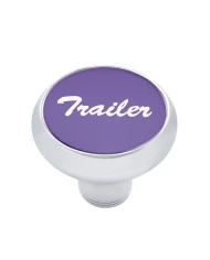(CARD) CHROME DELUXE AIR VALVE KNOB W/ ALUMINUM "TRAILER" STICKER - PURPLE