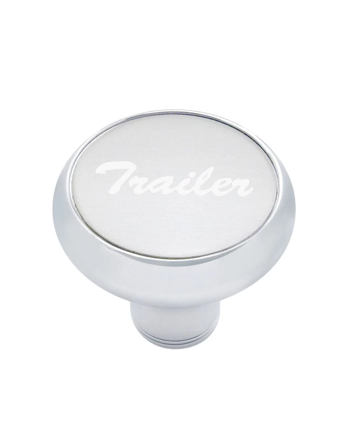 (CARD) CHROME DELUXE AIR VALVE KNOB W/ ALUMINUM "TRAILER" STICKER - SILVER