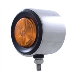 UP33166-Stainless 2.5" Double Face With Lights & Grommets - Amber & Red Lens