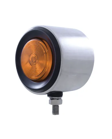UP33166-Stainless 2.5" Double Face With Lights & Grommets - Amber & Red Lens