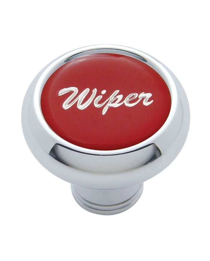 (CARD) CHROME DELUXE DASH KNOB W/ GLOSSY "WIPER" STICKER - RED (CARD) CHROME DELUXE DASH KNOB W/ GLOSSY "WIPER" STICKER - RED