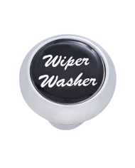 (CARD) CHROME DELUXE DASH KNOB W/ GLOSSY "WIPER/WASHER" STICKER - BLACK