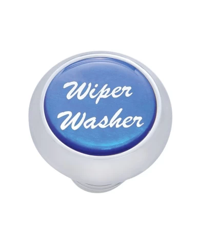 (CARD) CHROME DELUXE DASH KNOB W/ GLOSSY "WIPER/WASHER" STICKER - BLUE (CARD) CHROME DELUXE DASH KNOB W/ GLOSSY "WIPER/WASHER" STICKER - BLUE