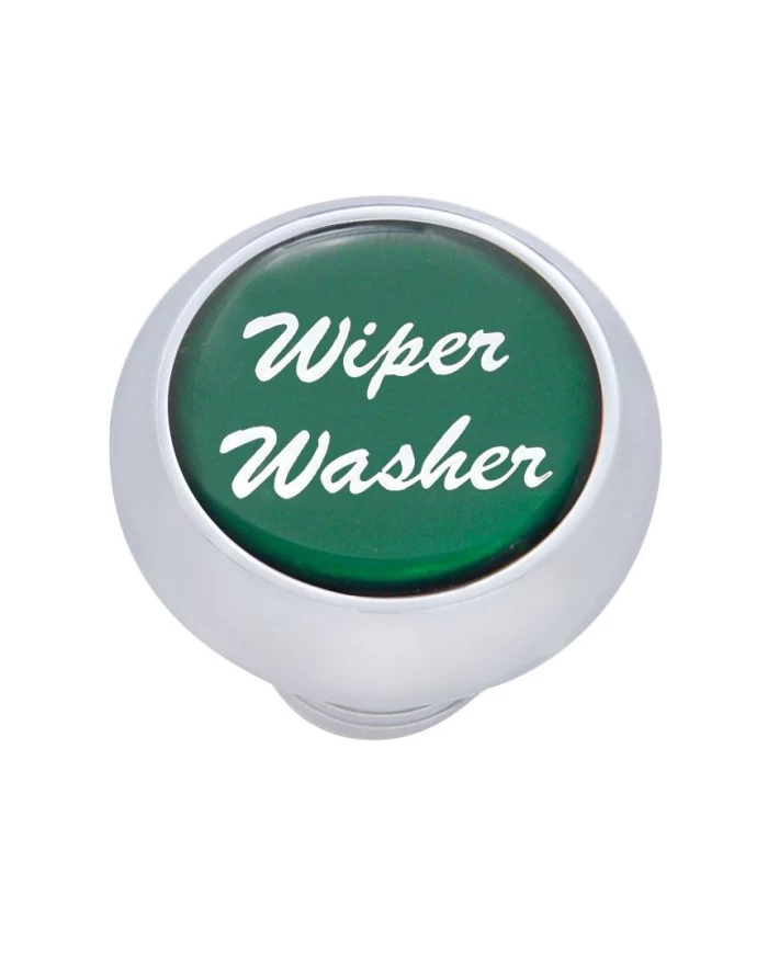 (CARD) CHROME DELUXE DASH KNOB W/ GLOSSY "WIPER/WASHER" STICKER - GREEN (CARD) CHROME DELUXE DASH KNOB W/ GLOSSY "WIPER/WASHER" STICKER - GREEN