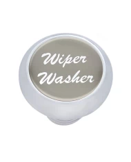 (CARD) CHROME DELUXE DASH KNOB W/ GLOSSY "WIPER/WASHER" STICKER - SILVER