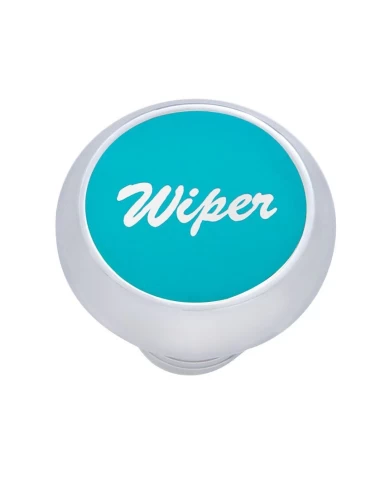 (CARD) CHROME DELUXE DASH KNOB W/ ALUMINUM "WIPER" STICKER - BLUE (CARD) CHROME DELUXE DASH KNOB W/ ALUMINUM "WIPER" STICKER - BLUE