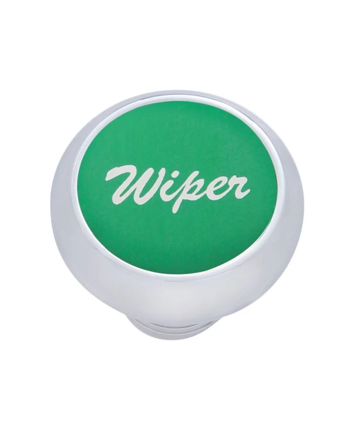 (CARD) CHROME DELUXE DASH KNOB W/ ALUMINUM "WIPER" STICKER - GREEN (CARD) CHROME DELUXE DASH KNOB W/ ALUMINUM "WIPER" STICKER - GREEN