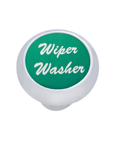 (CARD) CHROME DELUXE DASH KNOB W/ ALUMINUM "WIPER/WASHER" STICKER - GREEN (CARD) CHROME DELUXE DASH KNOB W/ ALUMINUM "WIPER/WASHER" STICKER - GREEN
