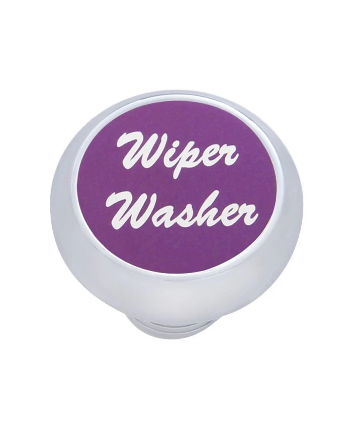 (CARD) CHROME DELUXE DASH KNOB W/ ALUMINUM "WIPER/WASHER" STICKER - PURPLE