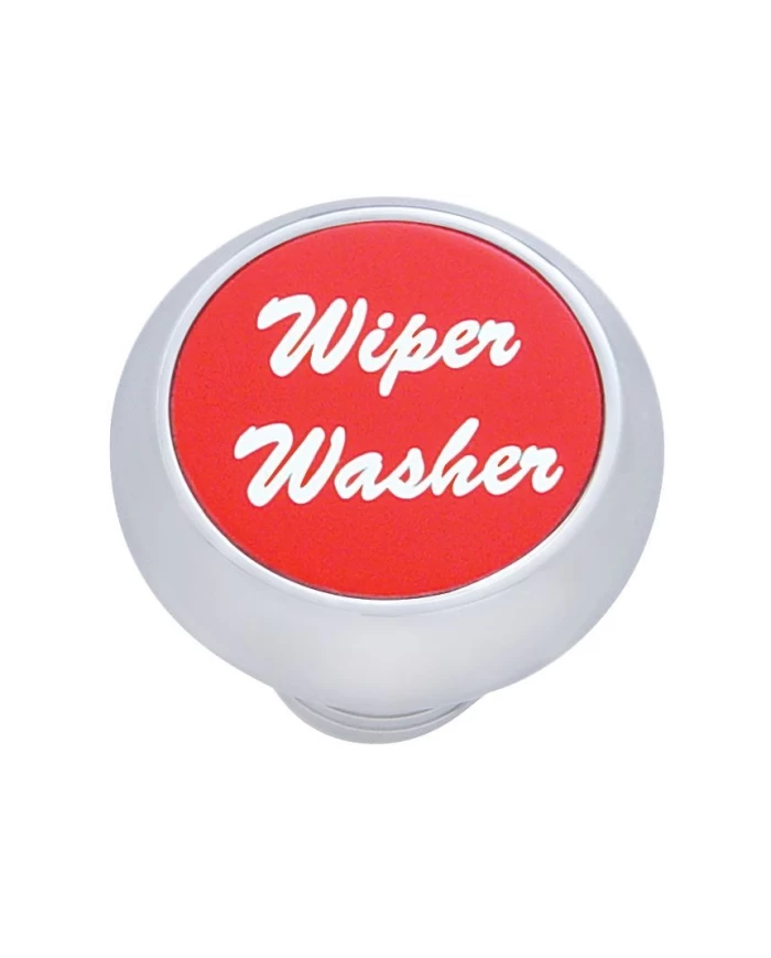 (CARD) CHROME DELUXE DASH KNOB W/ ALUMINUM "WIPER/WASHER" STICKER - RED (CARD) CHROME DELUXE DASH KNOB W/ ALUMINUM "WIPER/WASHER" STICKER - RED