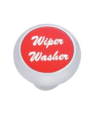 (CARD) CHROME DELUXE DASH KNOB W/ ALUMINUM "WIPER/WASHER" STICKER - RED
