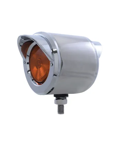 UP33168-Stainless 2.5" Double Face With Lights & Visors - Amber & Red Lens