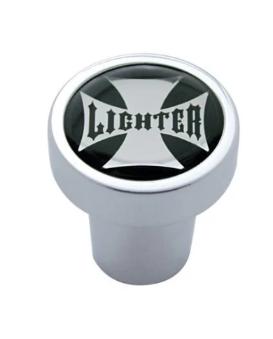 (CARD) CHROME ALUMINUM CIGARETTE LIGHTER KNOB W/ GLOSSY MALTESE CROSS - BLACK (CARD) CHROME ALUMINUM CIGARETTE LIGHTER KNOB W/ GLOSSY MALTESE CROSS - BLACK