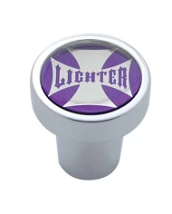 (CARD) CHROME ALUMINUM CIGARETTE LIGHTER KNOB W/ GLOSSY MALTESE CROSS - PURPLE (CARD) CHROME ALUMINUM CIGARETTE LIGHTER KNOB W/ GLOSSY MALTESE CROSS - PURPLE