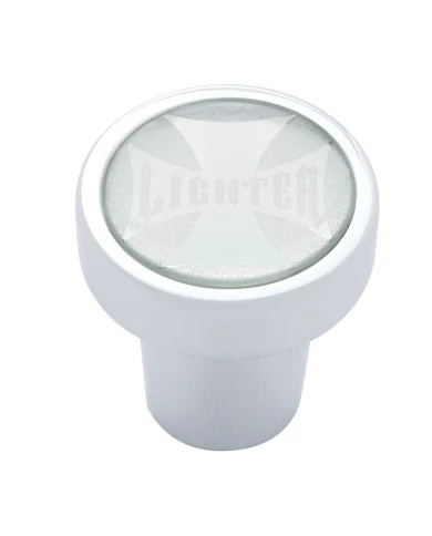 (CARD) CHROME ALUMINUM CIGARETTE LIGHTER KNOB W/ GLOSSY MALTESE CROSS - SILVER (CARD) CHROME ALUMINUM CIGARETTE LIGHTER KNOB W/ GLOSSY MALTESE CROSS - SILVER