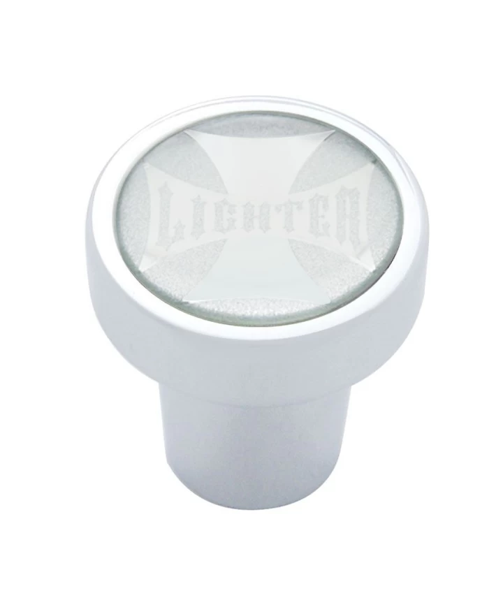 (CARD) CHROME ALUMINUM CIGARETTE LIGHTER KNOB W/ GLOSSY MALTESE CROSS - SILVER (CARD) CHROME ALUMINUM CIGARETTE LIGHTER KNOB W/ GLOSSY MALTESE CROSS - SILVER