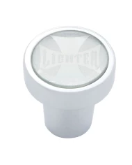 (CARD) CHROME ALUMINUM CIGARETTE LIGHTER KNOB W/ GLOSSY MALTESE CROSS - SILVER (CARD) CHROME ALUMINUM CIGARETTE LIGHTER KNOB W/ GLOSSY MALTESE CROSS - SILVER