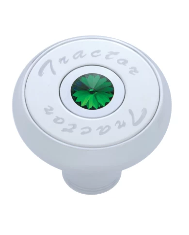 (CARD) CHROME DELUXE AIR VALVE KNOB WITH STAINLESS STEEL "TRACTOR" PLAQUE & DIAMOND - GREEN (CARD) CHROME DELUXE AIR VALVE KNOB WITH STAINLESS STEEL "TRACTOR" PLAQUE & DIAMOND - GREEN