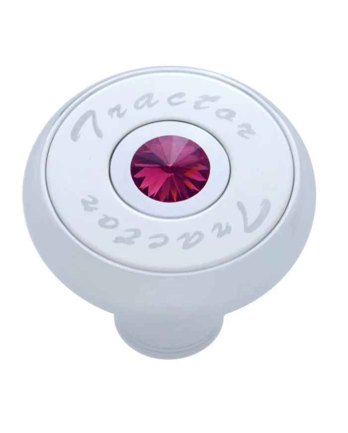(CARD) CHROME DELUXE AIR VALVE KNOB WITH STAINLESS STEEL "TRACTOR" PLAQUE & DIAMOND - PURPLE