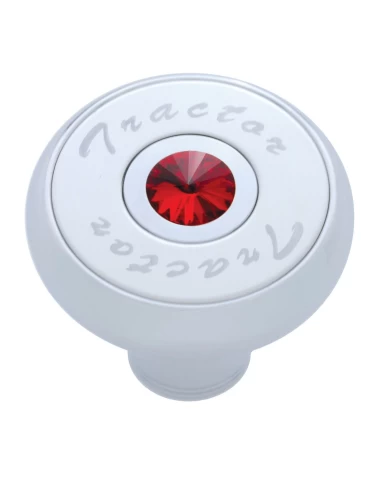 (CARD) CHROME DELUXE AIR VALVE KNOB WITH STAINLESS STEEL "TRACTOR" PLAQUE & DIAMOND - RED (CARD) CHROME DELUXE AIR VALVE KNOB WITH STAINLESS STEEL "TRACTOR" PLAQUE & DIAMOND - RED