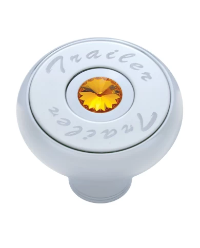(CARD) CHROME DELUXE AIR VALVE KNOB WITH STAINLESS STEEL "TRAILER" PLAQUE & DIAMOND - AMBER (CARD) CHROME DELUXE AIR VALVE KNOB WITH STAINLESS STEEL "TRAILER" PLAQUE & DIAMOND - AMBER