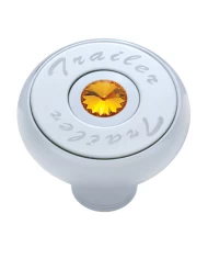 (CARD) CHROME DELUXE AIR VALVE KNOB WITH STAINLESS STEEL "TRAILER" PLAQUE & DIAMOND - AMBER