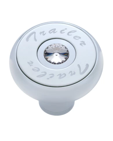 (CARD) CHROME DELUXE AIR VALVE KNOB WITH STAINLESS STEEL "TRAILER" PLAQUE & DIAMOND - CLEAR (CARD) CHROME DELUXE AIR VALVE KNOB WITH STAINLESS STEEL "TRAILER" PLAQUE & DIAMOND - CLEAR