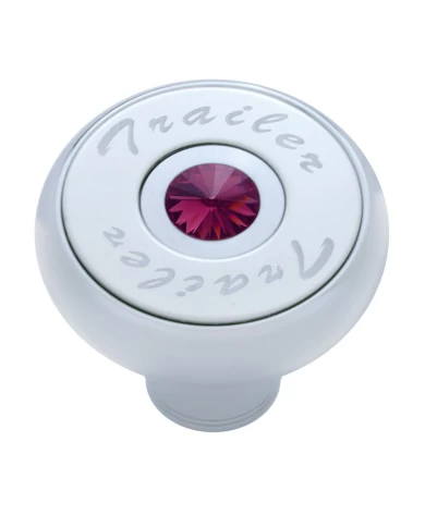 (CARD) CHROME DELUXE AIR VALVE KNOB WITH STAINLESS STEEL "TRAILER" PLAQUE & DIAMOND - PURPLE (CARD) CHROME DELUXE AIR VALVE KNOB WITH STAINLESS STEEL "TRAILER" PLAQUE & DIAMOND - PURPLE