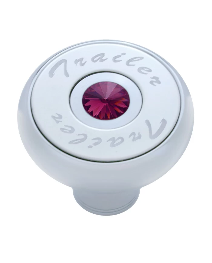 (CARD) CHROME DELUXE AIR VALVE KNOB WITH STAINLESS STEEL "TRAILER" PLAQUE & DIAMOND - PURPLE