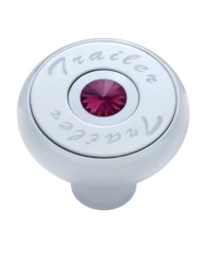 (CARD) CHROME DELUXE AIR VALVE KNOB WITH STAINLESS STEEL "TRAILER" PLAQUE & DIAMOND - PURPLE
