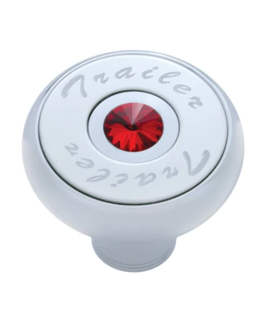 (CARD) CHROME DELUXE AIR VALVE KNOB WITH STAINLESS STEEL "TRAILER" PLAQUE & DIAMOND - RED (CARD) CHROME DELUXE AIR VALVE KNOB WITH STAINLESS STEEL "TRAILER" PLAQUE & DIAMOND - RED