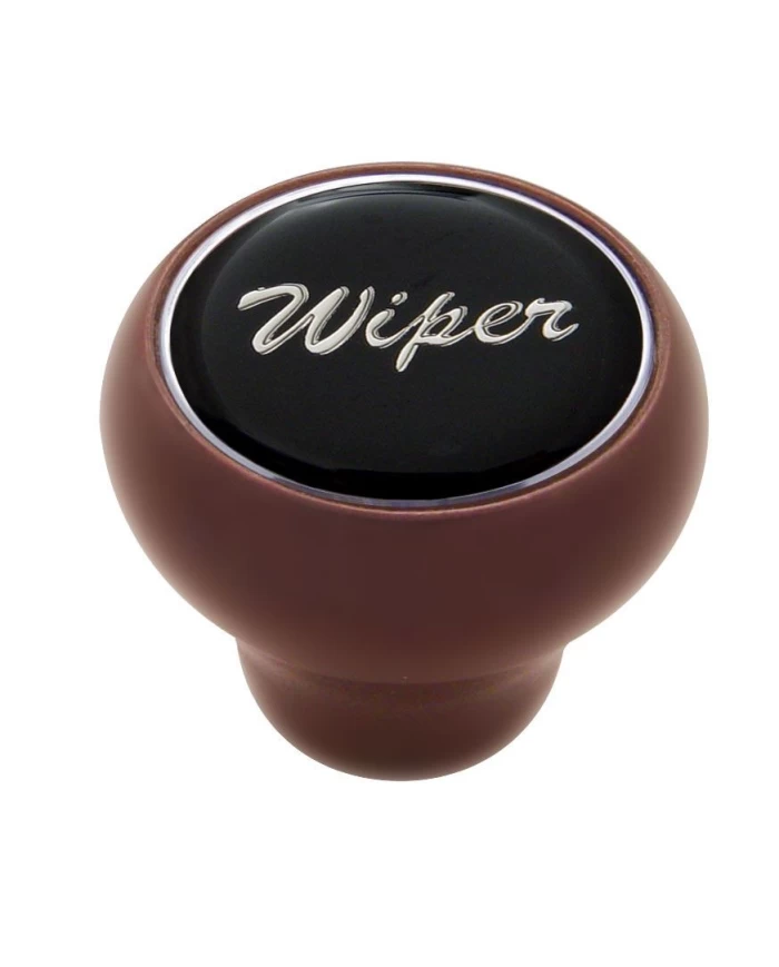 (CARD) WOOD DELUXE DASH KNOB W/ GLOSSY "WIPER" STICKER - BLACK (CARD) WOOD DELUXE DASH KNOB W/ GLOSSY "WIPER" STICKER - BLACK