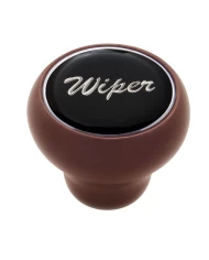 (CARD) WOOD DELUXE DASH KNOB W/ GLOSSY "WIPER" STICKER - BLACK (CARD) WOOD DELUXE DASH KNOB W/ GLOSSY "WIPER" STICKER - BLACK